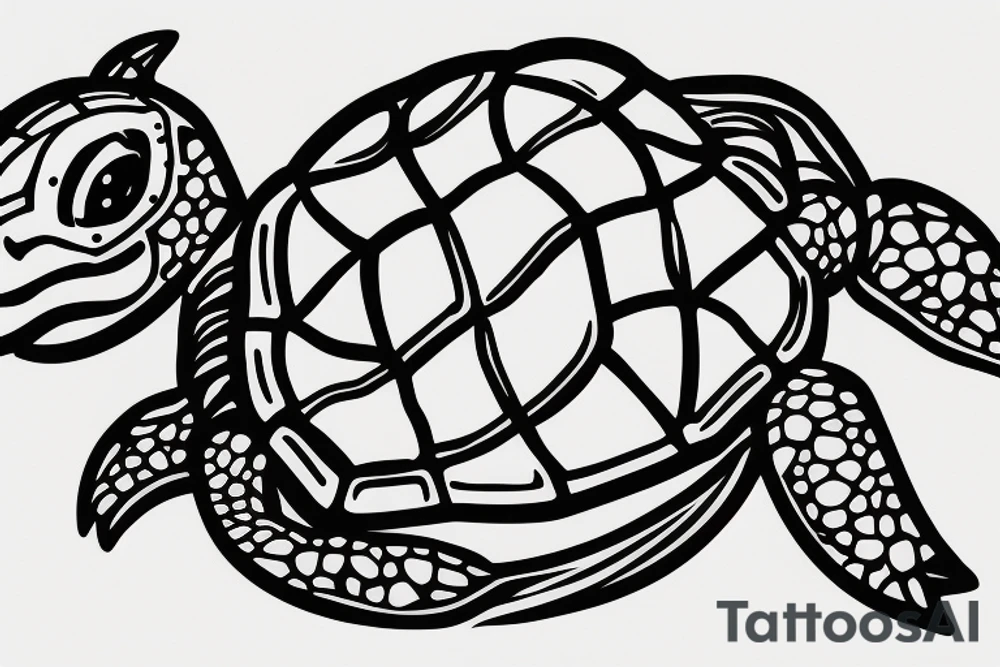 Turtle with a beanie and a video game controller tattoo idea