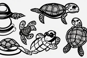 Turtle with a beanie and a video game controller tattoo idea