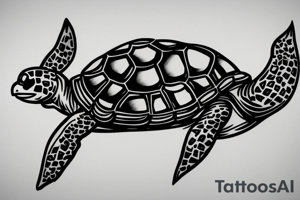 Turtle with a beanie and a video game controller tattoo idea