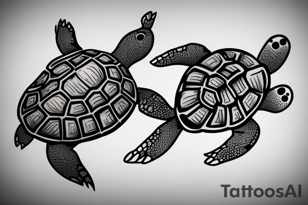 Turtle with a beanie and a video game controller tattoo idea