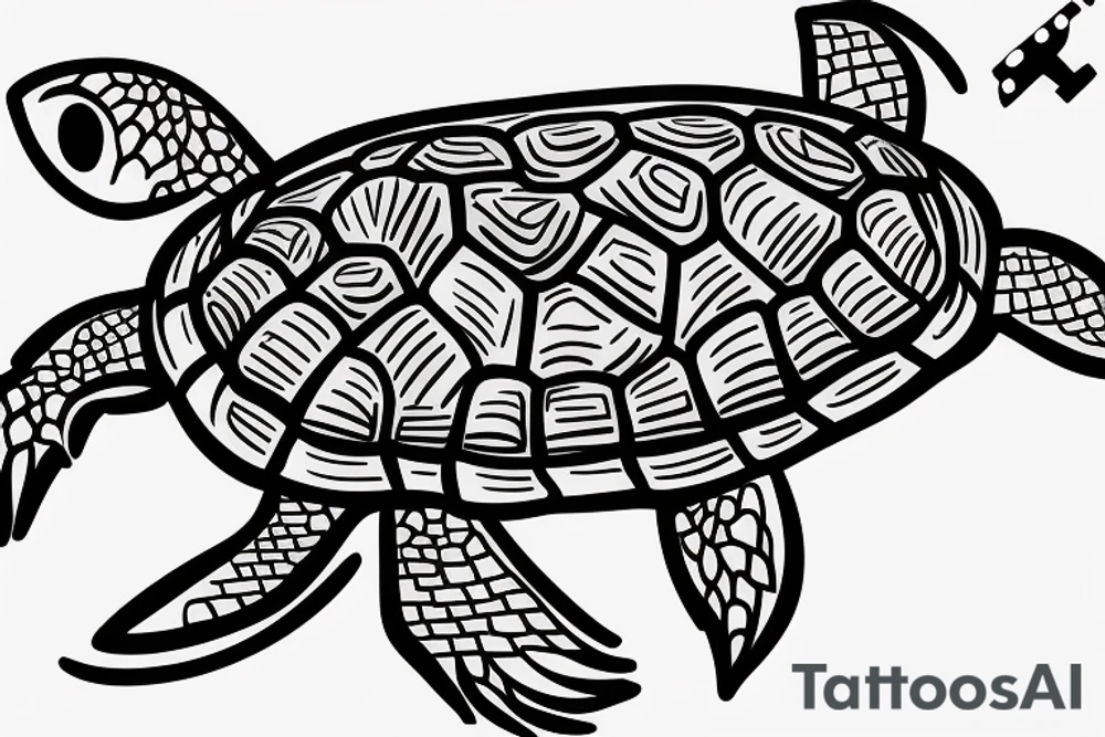Turtle with a beanie and a video game controller tattoo idea