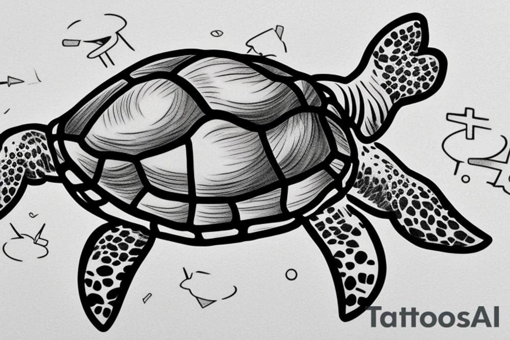 Turtle with a beanie and a video game controller tattoo idea