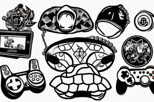 Turtle wearing a beanie with a video game controller tattoo idea