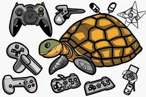 Turtle wearing a beanie with a video game controller tattoo idea