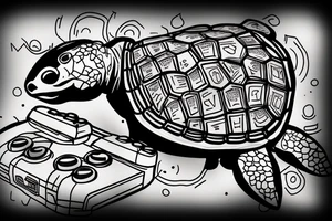 Turtle wearing a beanie with a video game controller tattoo idea