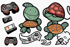 Turtle wearing a beanie with a video game controller tattoo idea