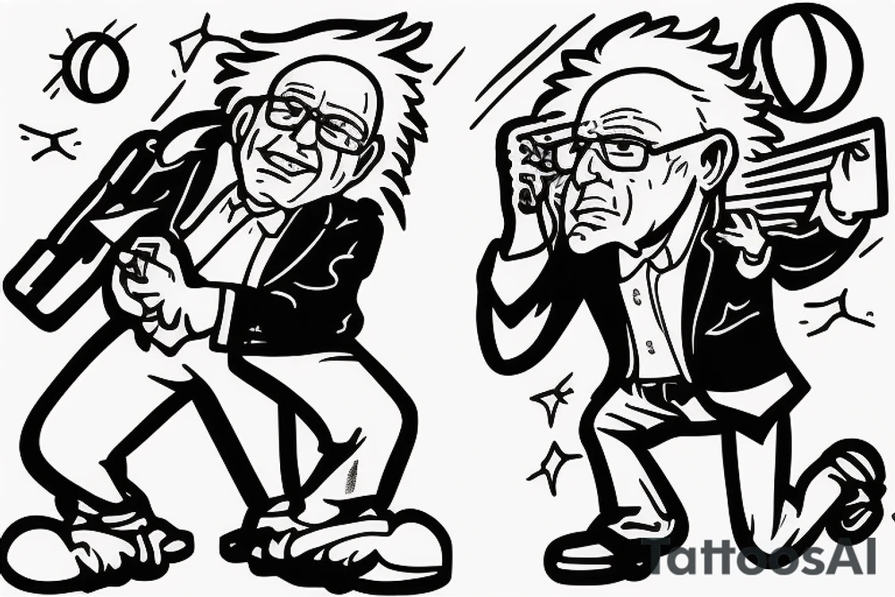 Bernie Sanders shooting a jump shot. tattoo idea