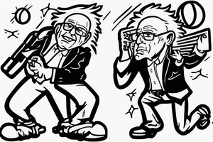 Bernie Sanders shooting a jump shot. tattoo idea