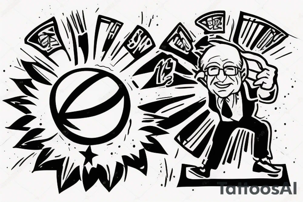 Bernie Sanders shooting a jump shot. tattoo idea