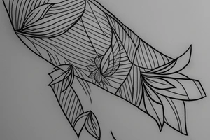 Minimalist hand tattoo of a flower with lines and leafs tattoo idea