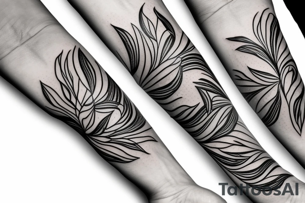 hand tattoo of a flower with lines and leafs tattoo idea