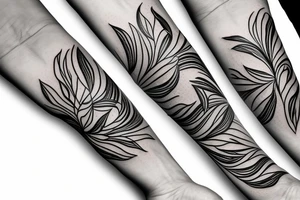 hand tattoo of a flower with lines and leafs tattoo idea