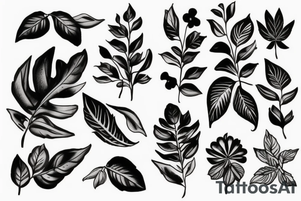 Leafs coming from the wrist to the hand and a flower at the top tattoo idea