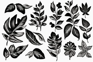 Leafs coming from the wrist to the hand and a flower at the top tattoo idea