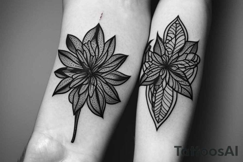Flower with leafs tattoo idea