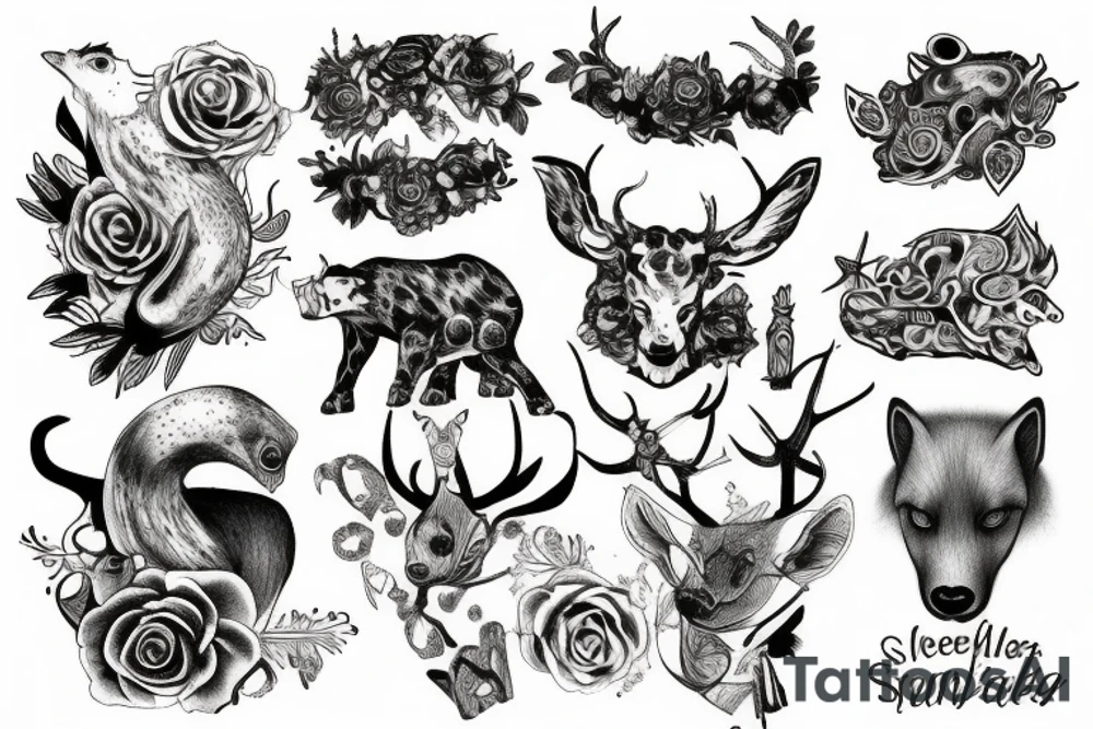 stone animal crumbling tattoo idea