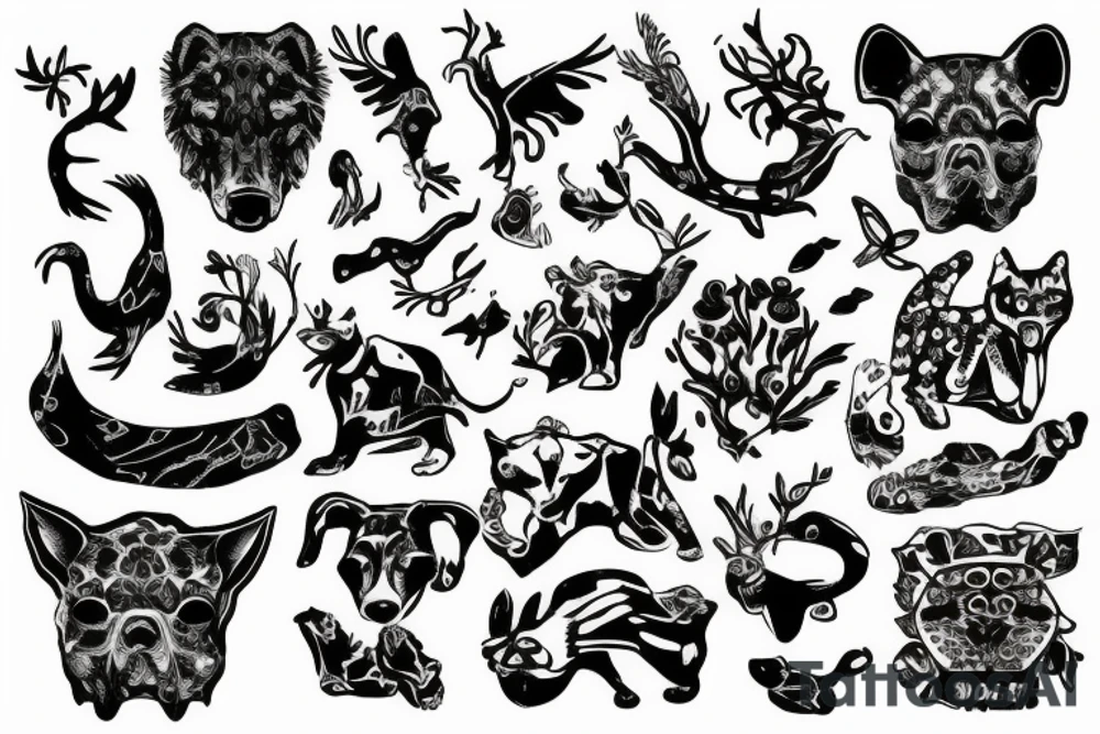 stone animal crumbling tattoo idea