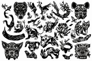 stone animal crumbling tattoo idea