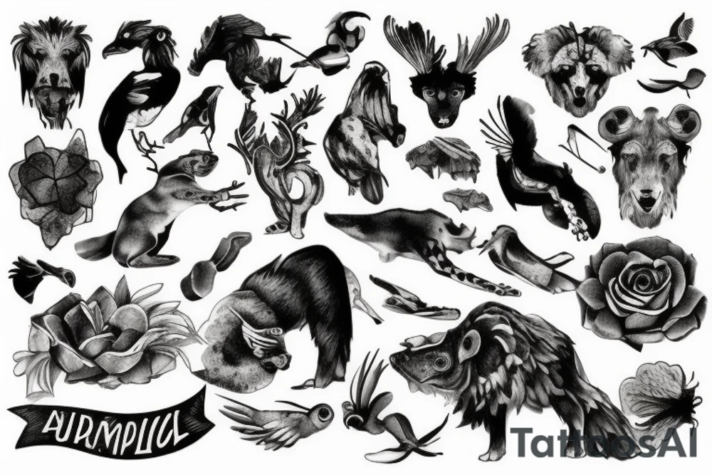 stone animal crumbling tattoo idea