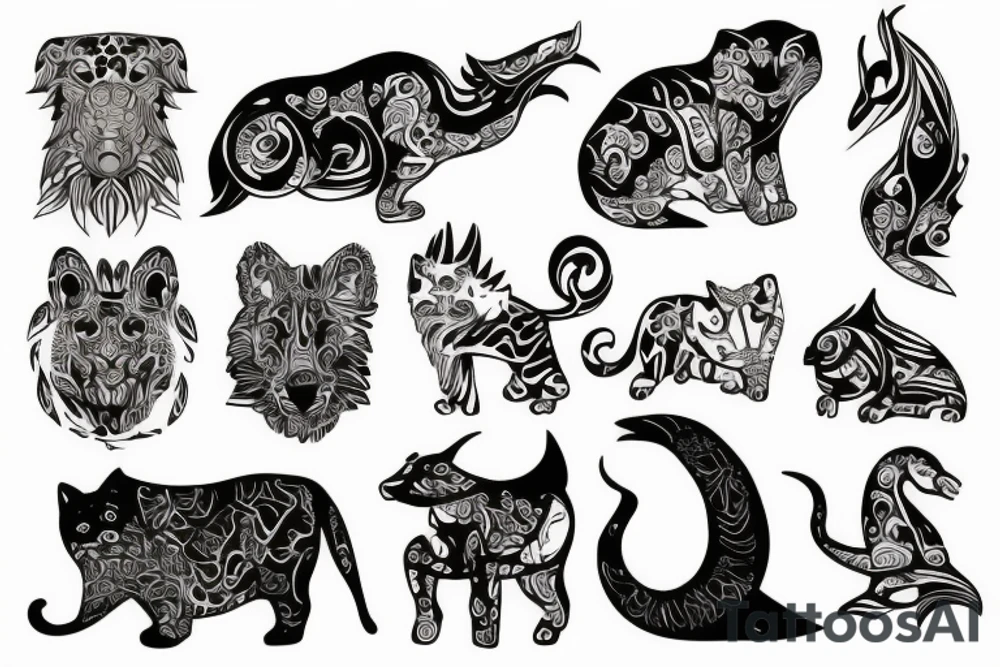 stone animal tattoo idea