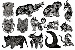 stone animal tattoo idea