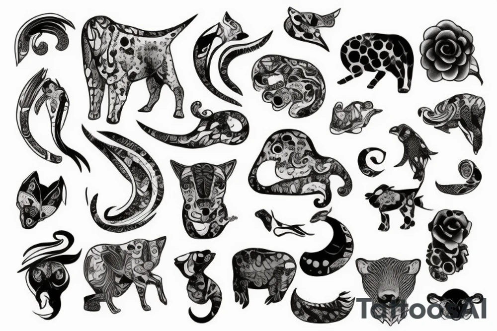stone animal tattoo idea