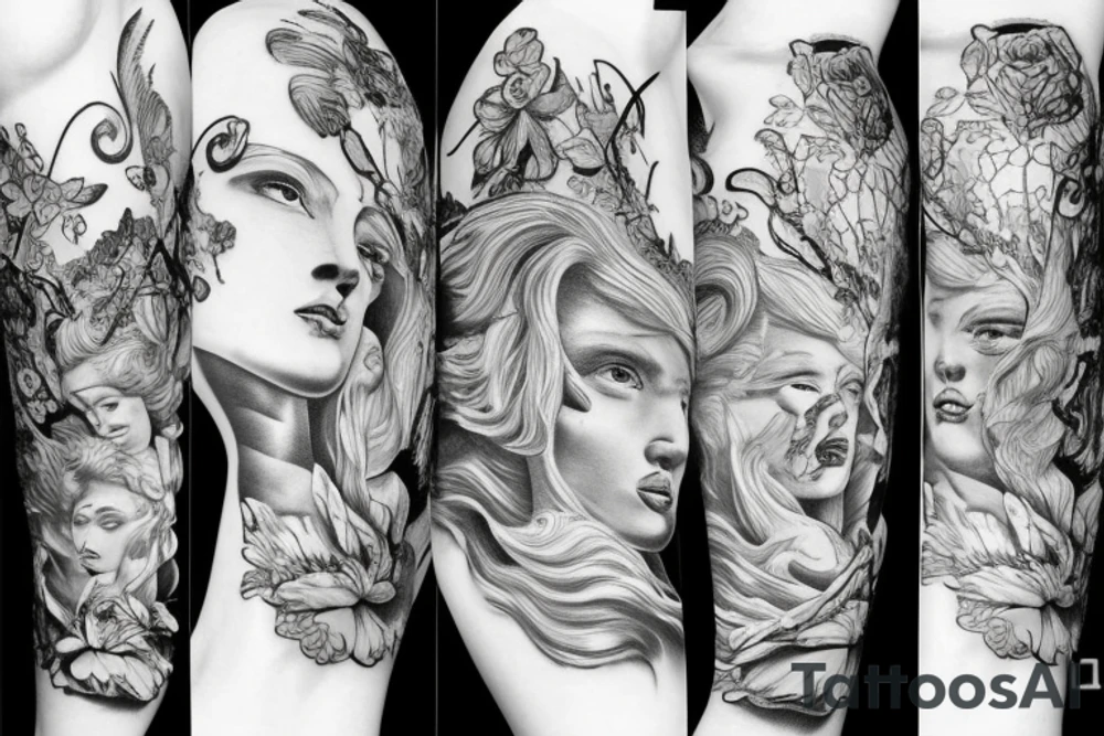broken statue of woman tattoo idea