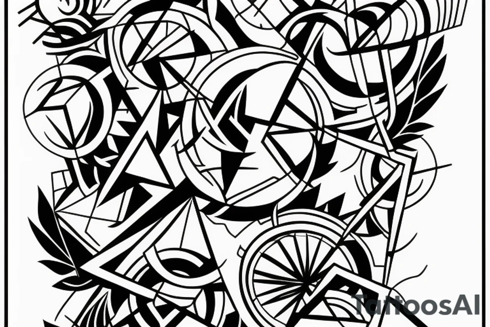 Geometric Abstract statue tattoo idea