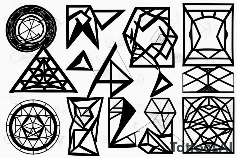 Geometric Abstract statue tattoo idea
