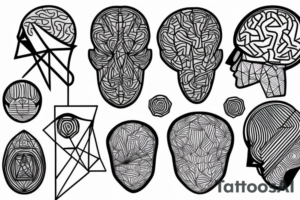 Geometric Abstract brain tattoo idea