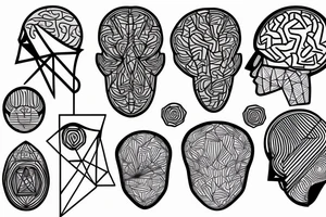Geometric Abstract brain tattoo idea