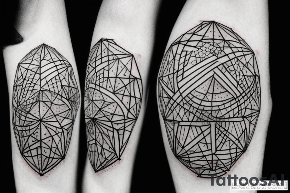 Geometric Abstract brain tattoo idea