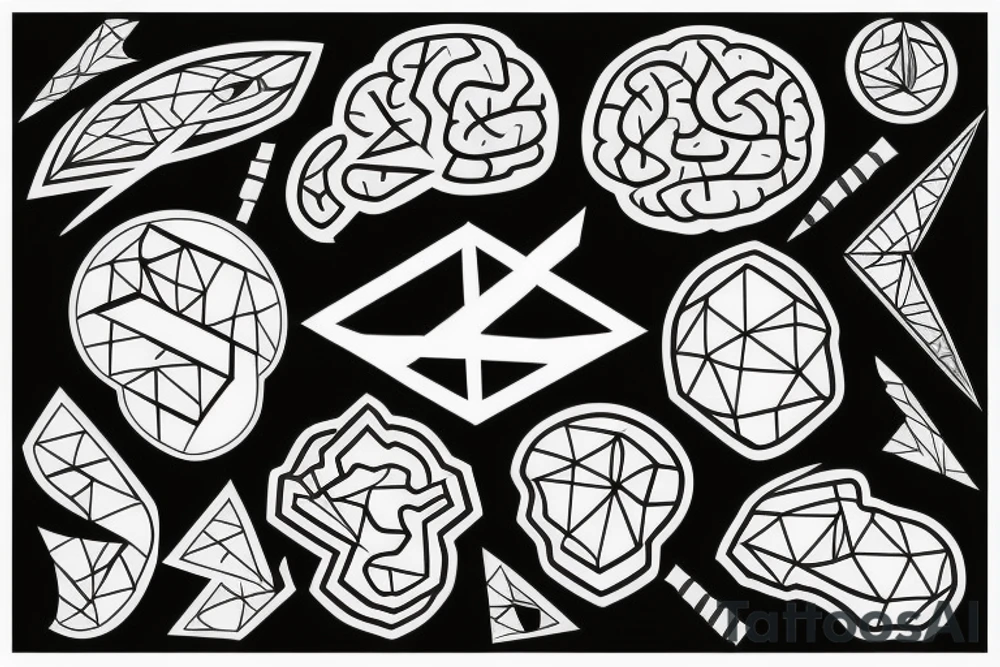 Geometric Abstract brain tattoo idea
