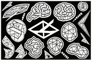 Geometric Abstract brain tattoo idea
