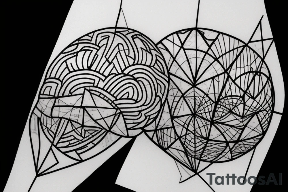 Geometric Abstract brain tattoo idea