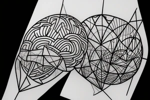Geometric Abstract brain tattoo idea