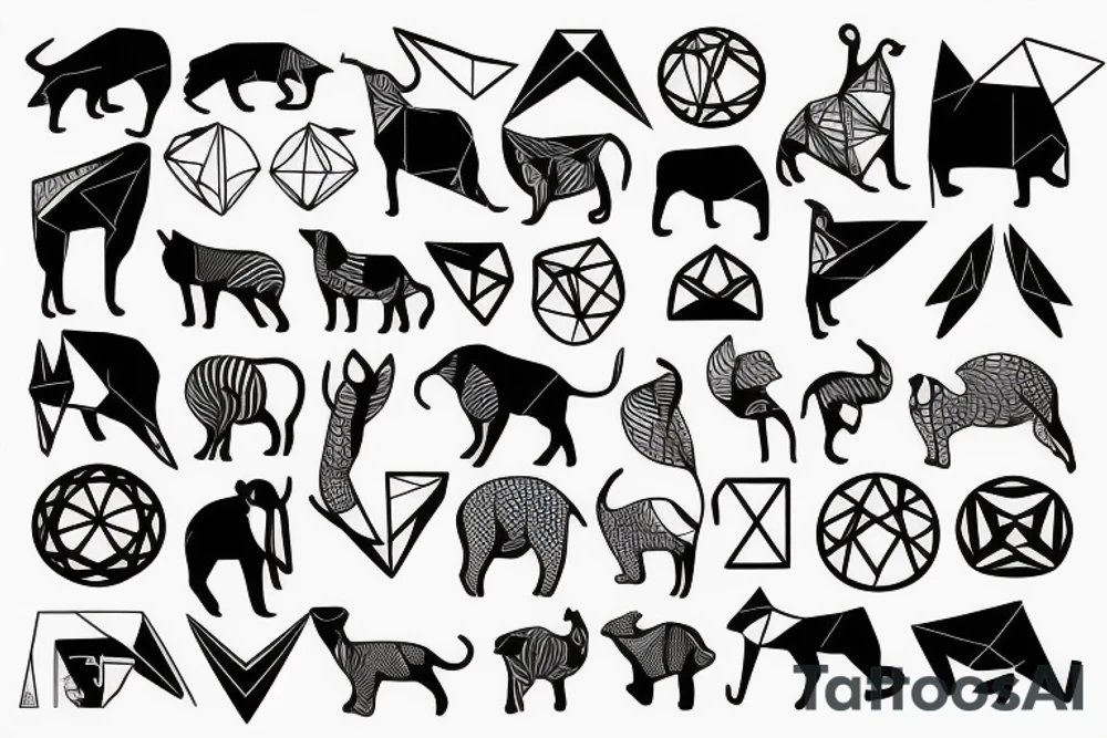 Geometric Abstract in shape of animal tattoo idea