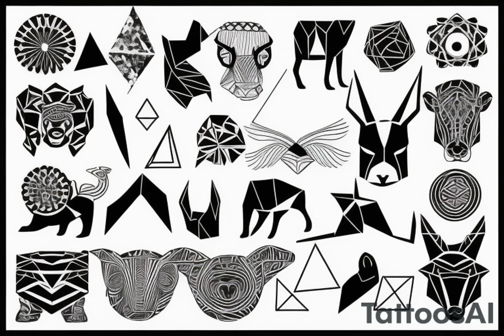 Geometric Abstract in shape of animal tattoo idea