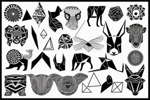 Geometric Abstract in shape of animal tattoo idea