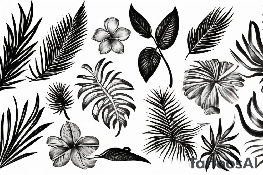 Tropical Floral Abstract tattoo idea