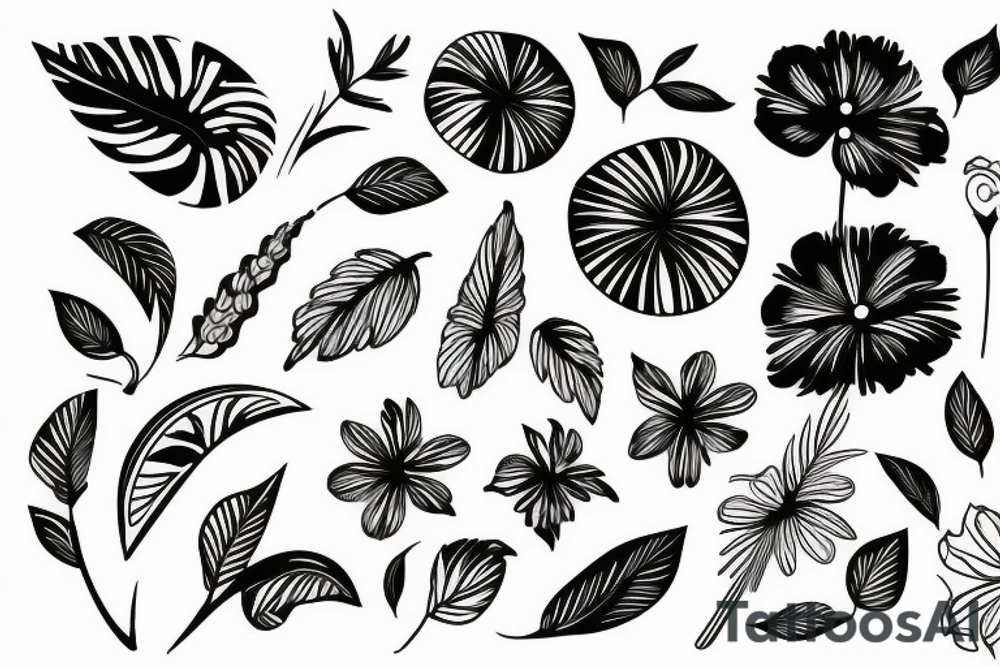 Tropical Floral Abstract tattoo idea