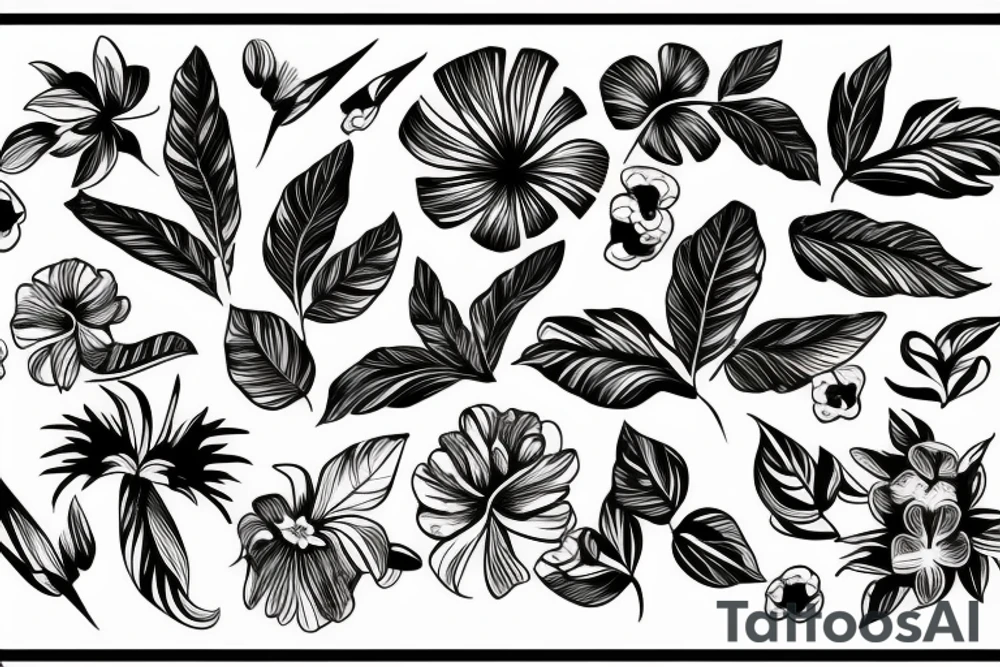 Tropical Floral Abstract tattoo idea