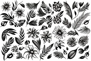 tropical floral geometric tattoo idea