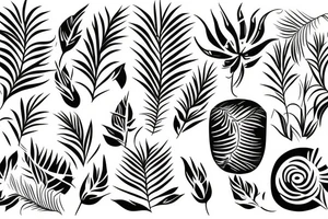 tropical floral geometric tattoo idea