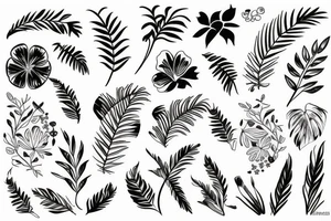 tropical floral geometric tattoo idea