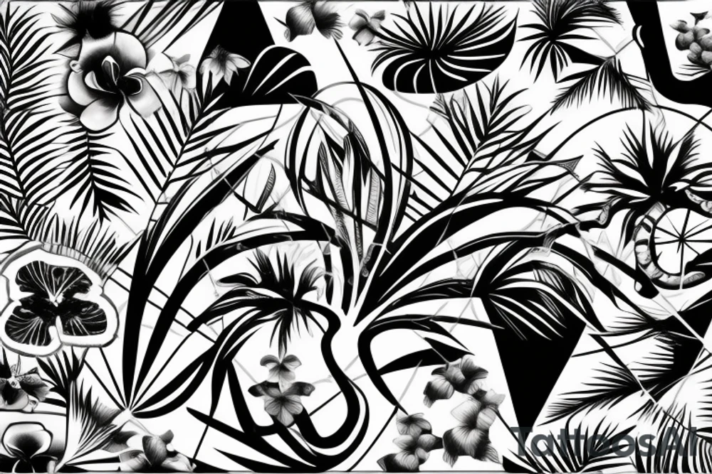 tropical geometric tattoo idea