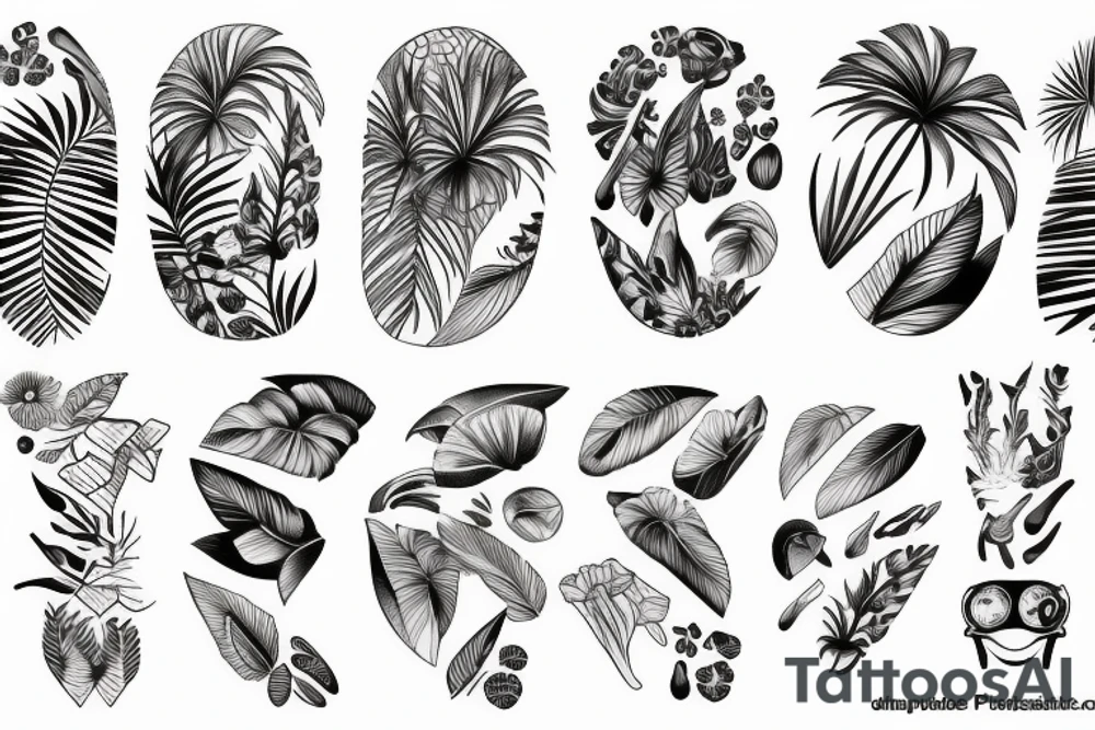 tropical sleeve tattoo idea