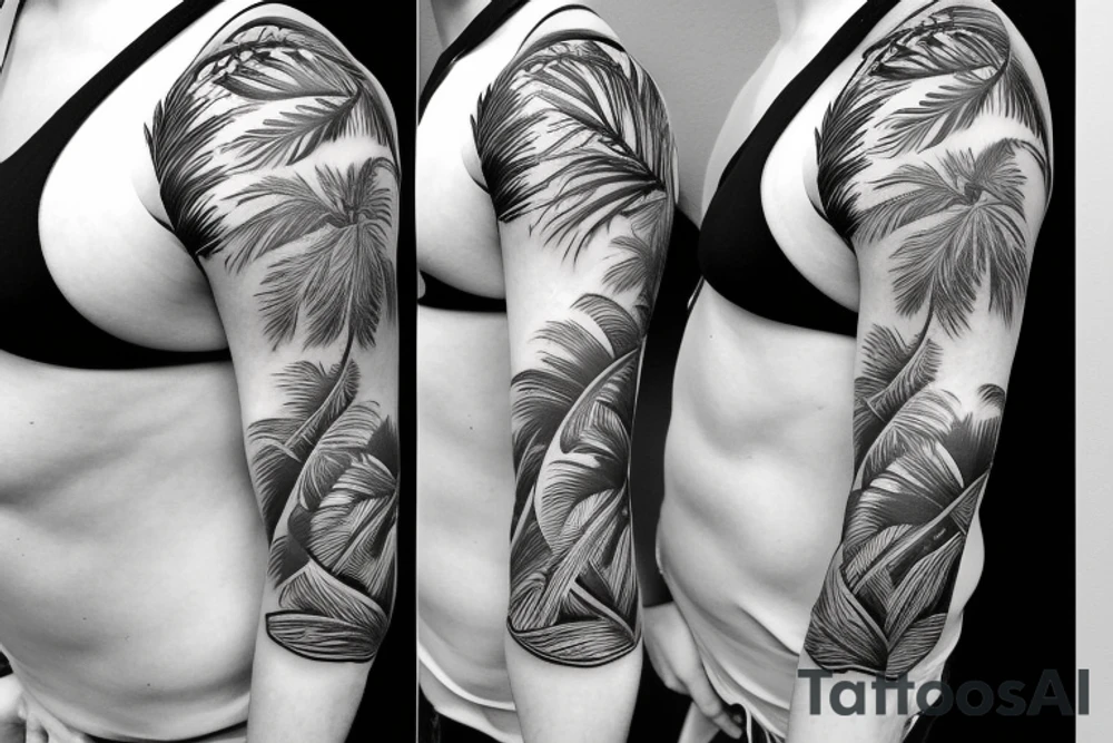 tropical sleeve tattoo idea
