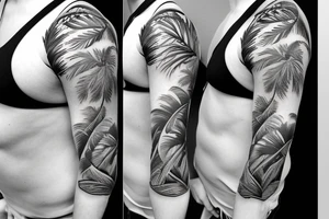 tropical sleeve tattoo idea