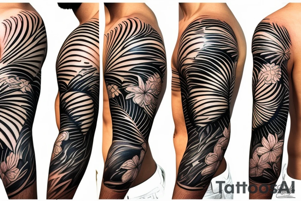 tropical sleeve tattoo idea